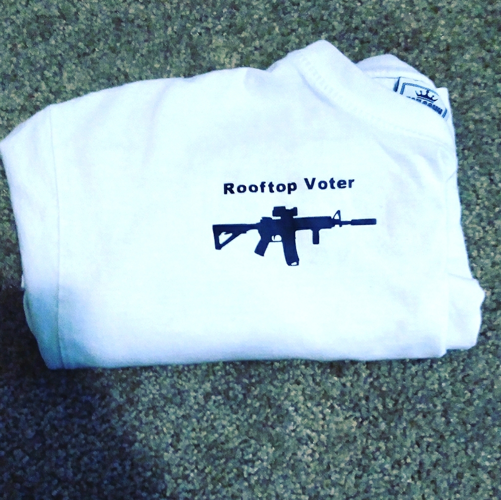 Rooftop voter white T'shirfs